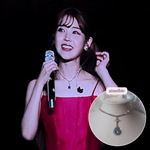 [IU Necklace] Romantic Queen Rhinestone Choker Necklace - Light Sapphire