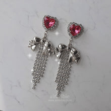 Load image into Gallery viewer, Party Ribbon Princess Earrings - Rosepink / Silver Base