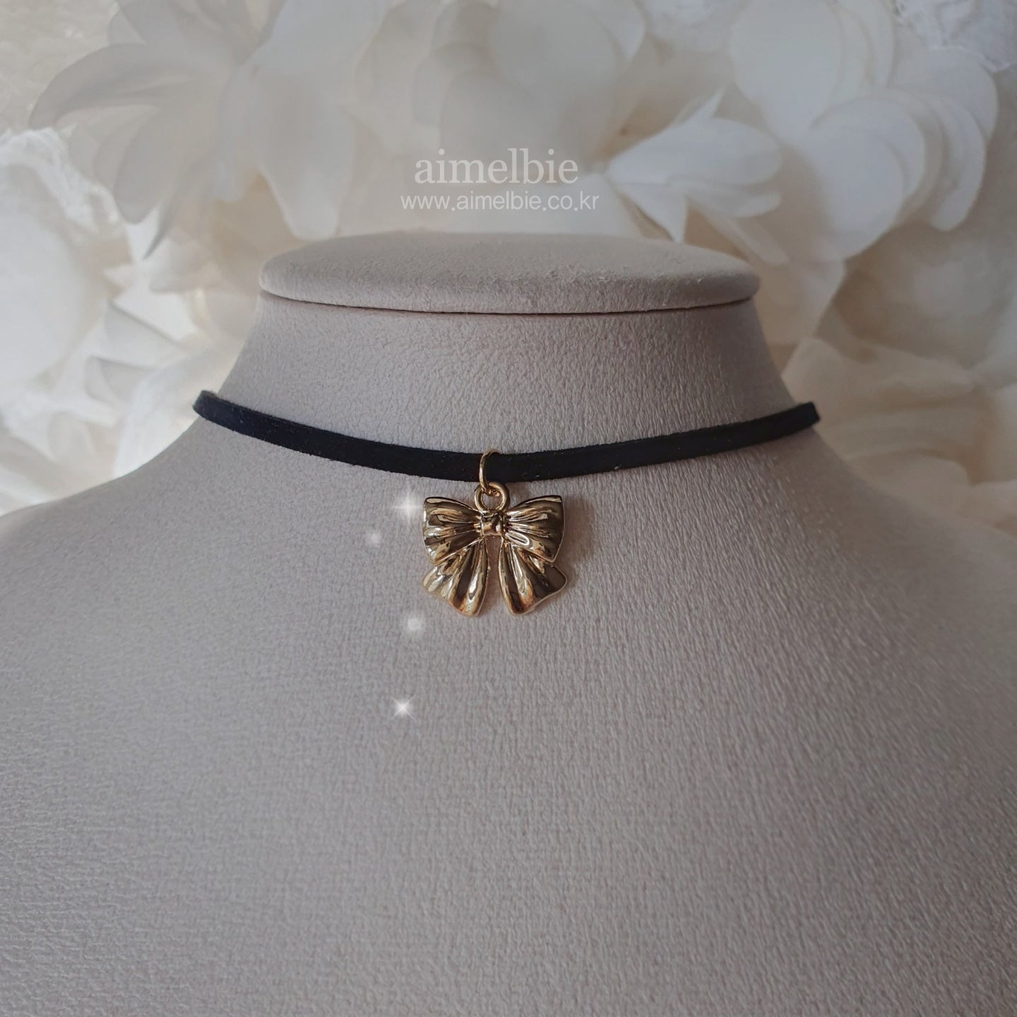 [Kep1er Dayeon, STAYC Sumin Necklace] Lovely Ribbon Choker Necklace - Gold