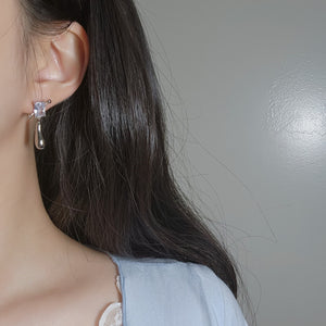 [IU, BABYMONSTER Chiquita Earrings] Urban Metal drop earrings - Silver Color