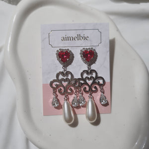 Heart Jewel Queen Earrings - Rosepink