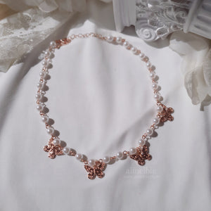 Butterfly Waltz Choker Necklace - Rosegold ver.