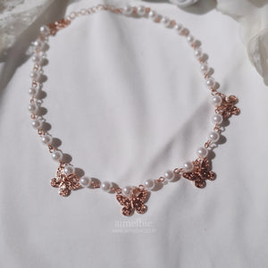 Butterfly Waltz Choker Necklace - Rosegold ver.