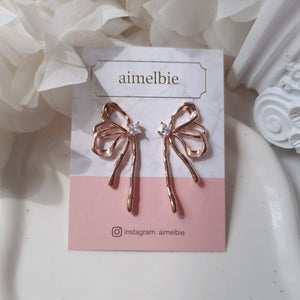 Metalic Liquid Ribbon Earrings - Rosegold