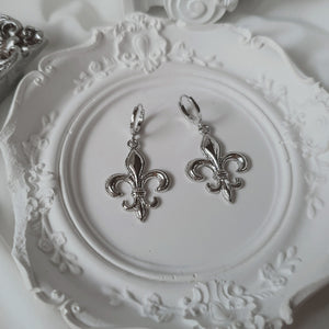 Fleur-De-Lis Huggies Earrings - Silver