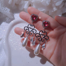 Load image into Gallery viewer, Heart Jewel Queen Earrings - Rosepink