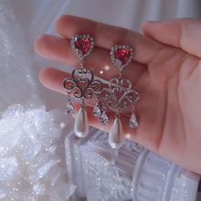 Load image into Gallery viewer, Heart Jewel Queen Earrings - Rosepink