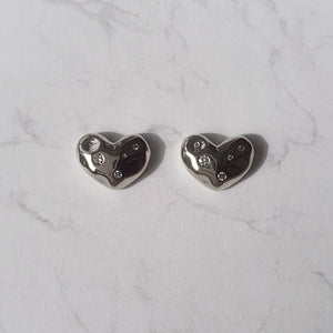 Olivia Heart Earrings - Silver