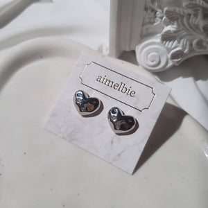 Olivia Heart Earrings - Silver