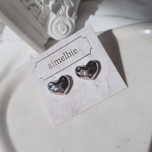 Olivia Heart Earrings - Silver