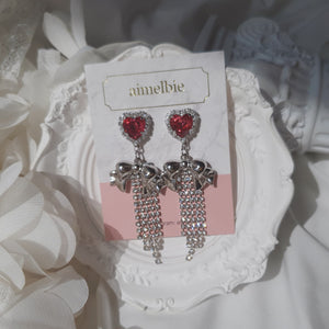 Party Ribbon Princess Earrings - Rosepink / Silver Base