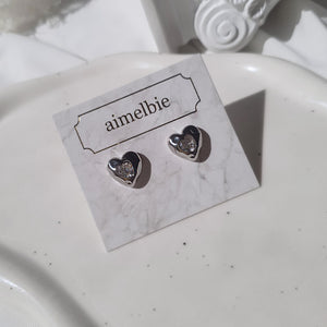 Jenny Heart Earrings - Silver