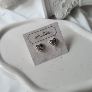 Jenny Heart Earrings - Silver