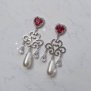 Heart Jewel Queen Earrings - Rosepink