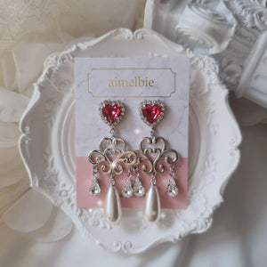 Heart Jewel Queen Earrings - Rosepink