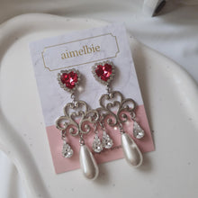 Load image into Gallery viewer, Heart Jewel Queen Earrings - Rosepink