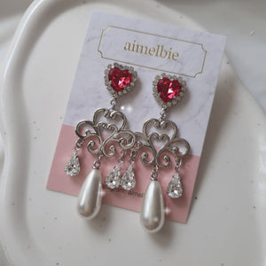 Heart Jewel Queen Earrings - Rosepink