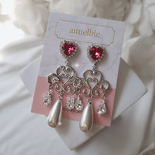 Load image into Gallery viewer, Heart Jewel Queen Earrings - Rosepink