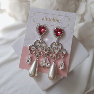 Heart Jewel Queen Earrings - Rosepink