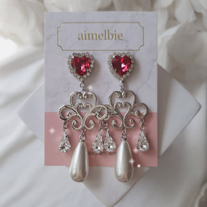 Heart Jewel Queen Earrings - Rosepink