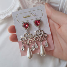 Load image into Gallery viewer, Heart Jewel Queen Earrings - Rosepink