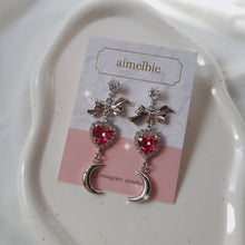 Load image into Gallery viewer, Moon Witch Earrings - Rosepink / Silver base