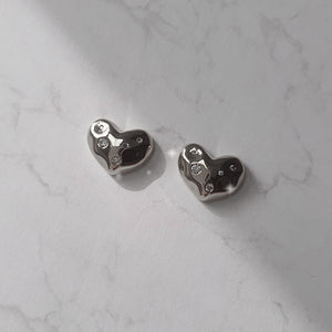 Olivia Heart Earrings - Silver