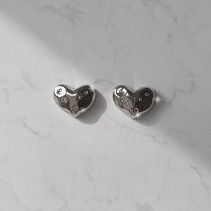 Olivia Heart Earrings - Silver