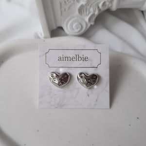 Olivia Heart Earrings - Silver