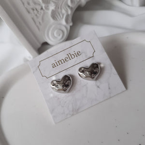 Olivia Heart Earrings - Silver