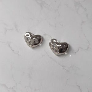 Olivia Heart Earrings - Silver