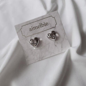 Jenny Heart Earrings - Silver