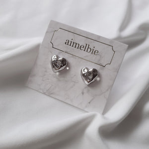 Jenny Heart Earrings - Silver