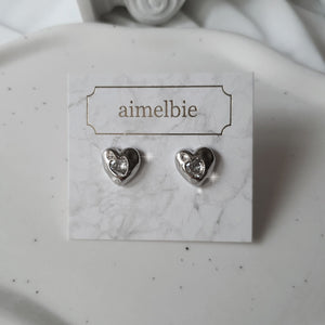 Jenny Heart Earrings - Silver