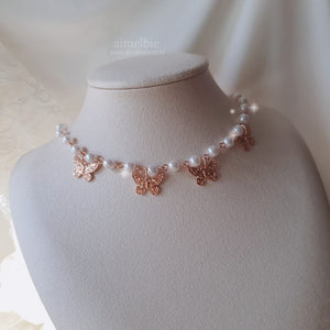 Butterfly Waltz Choker Necklace - Rosegold ver.