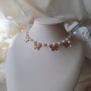 Butterfly Waltz Choker Necklace - Rosegold ver.