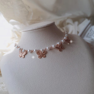 Butterfly Waltz Choker Necklace - Rosegold ver.