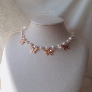 Butterfly Waltz Choker Necklace - Rosegold ver.