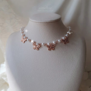 Butterfly Waltz Choker Necklace - Rosegold ver.