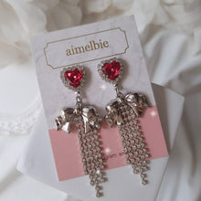 Load image into Gallery viewer, Party Ribbon Princess Earrings - Rosepink / Silver Base