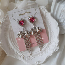 Load image into Gallery viewer, Party Ribbon Princess Earrings - Rosepink / Silver Base