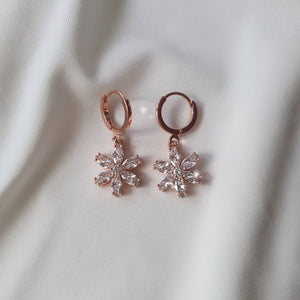 Diamond Petals Huggies Earrings - Rosegold