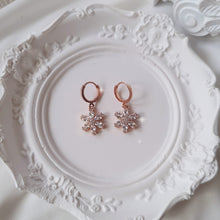 Load image into Gallery viewer, Diamond Petals Huggies Earrings - Rosegold