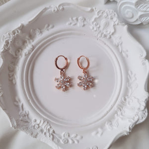 Diamond Petals Huggies Earrings - Rosegold