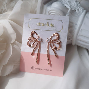 Metalic Liquid Ribbon Earrings - Rosegold