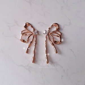 Metalic Liquid Ribbon Earrings - Rosegold