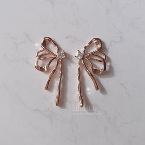 Metalic Liquid Ribbon Earrings - Rosegold