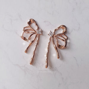 Metalic Liquid Ribbon Earrings - Rosegold