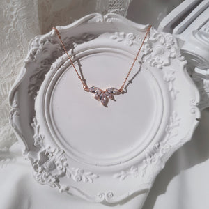 Heavenly Crystal Semi Choker Necklace - Rosegold