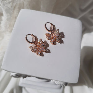 Butterfly Fairy Huggies Earrings - Rosegold